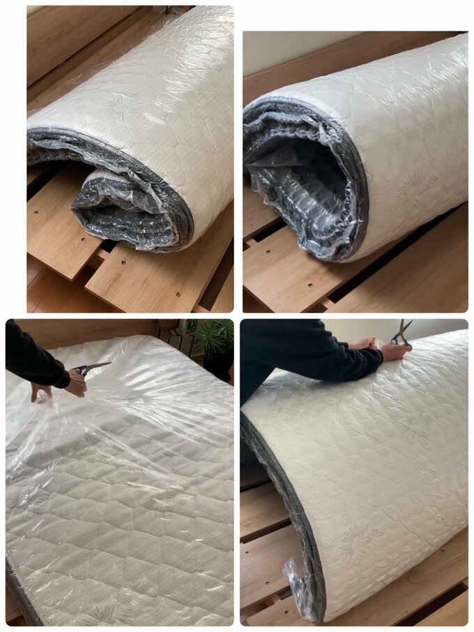 ベッドマット広げる