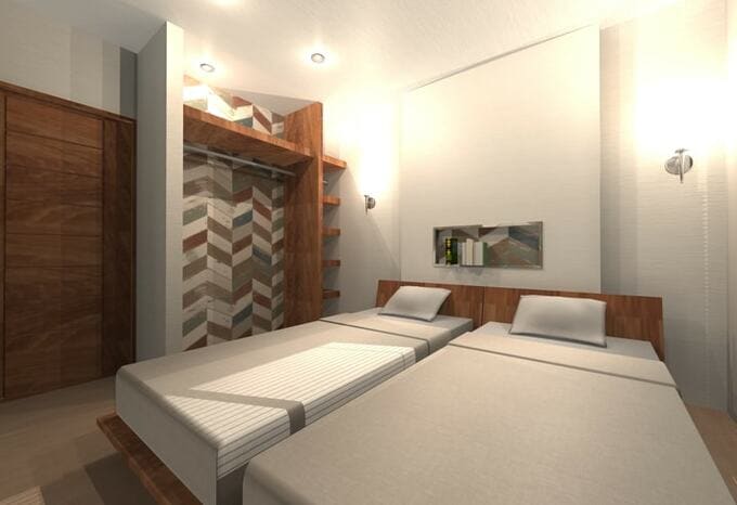 寝室のクロゼットの建具をなくしオープンに