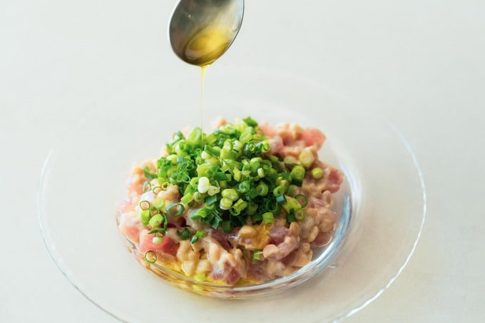 オリーブオイルをかける