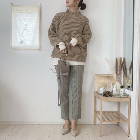 チェック柄に合わせたコーデ