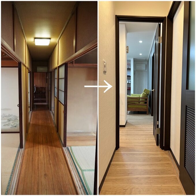 もともと廊下だった通路は部屋の一部なった様子