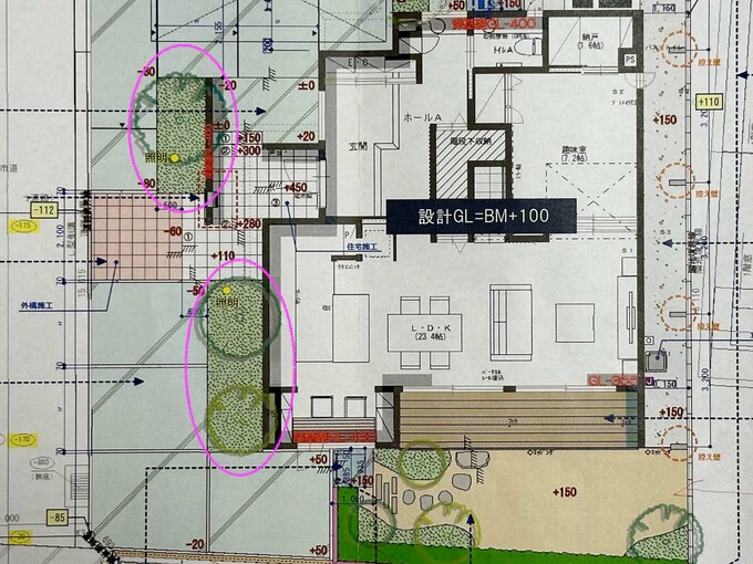 1階の間取りと配置図