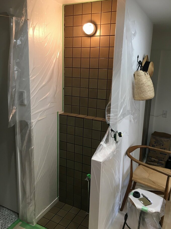 タイルの接着が終わったところ