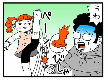 3歳のぽん子ちゃん。迷いなく器を蹴り上げる悪の所業に52歳の父もほれぼれ！？＜古泉智浩の養子縁組やってみた＞