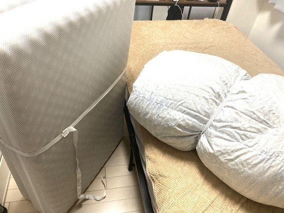 綿テープで布団収納