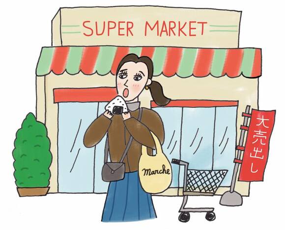 イラスト女性おにぎり