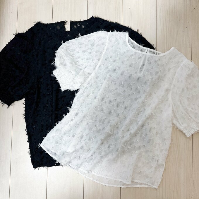 カットジャカードブラウス