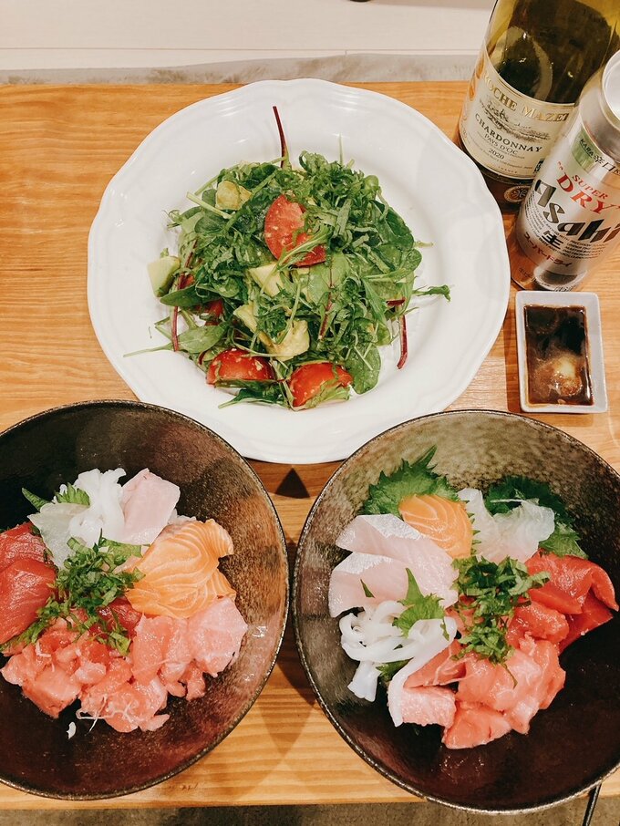 海鮮丼テーブル