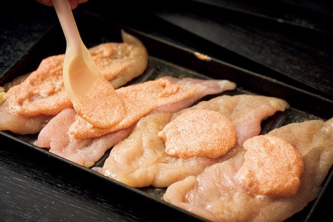 明太マヨネーズを塗ったササミ