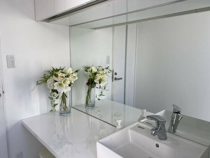 お花がある洗面台
