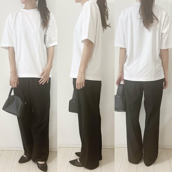 エアリズムコットンオーバーサイズTシャツ着用