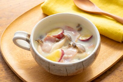 サツマイモのあったかミルクスープ。簡単だから寒い日の朝にもぴったり
