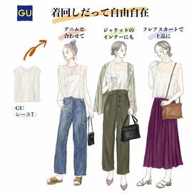 GUの1490円レースTシャツで、梅雨でも清潔！華やか！