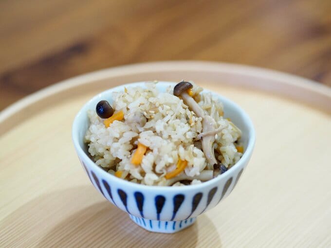 「3種のキノコ炊き込みご飯」の完成図
