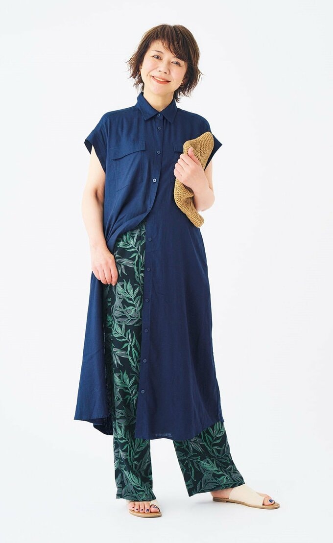 60代・166cmの読者モデルが着用