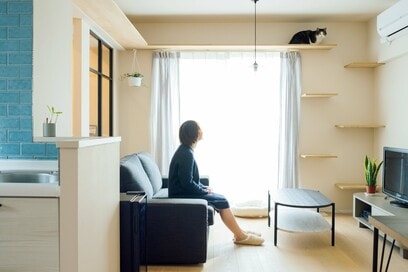 おうち型のキャットスルーがかわいい！人もネコも快適なマンションリノベ