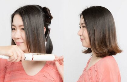 旬の外ハネはストレートアイロンが便利。不器用でも即おしゃれな印象に