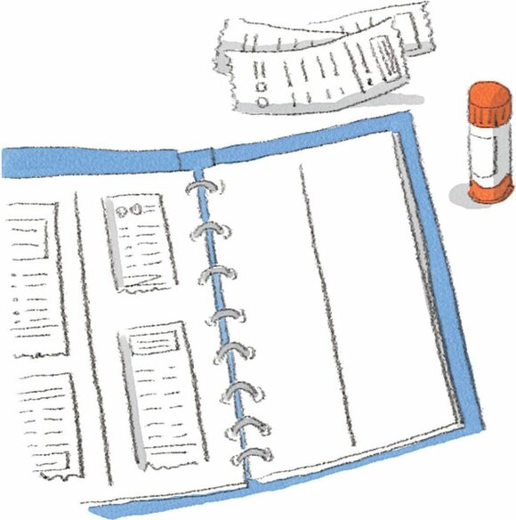 レシートをノートにはる