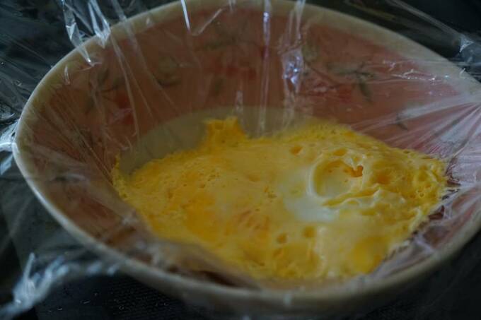 レンジで加熱した卵