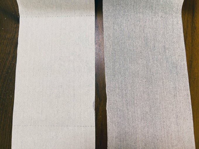 別のトイレットペーパーと厚さを比べてみました