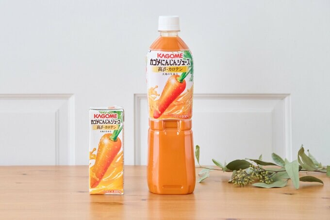 カゴメにんじんジュース 高β-カロテン 200mL(紙パック)とカゴメにんじんジュース 高β-カロテン 720mL(ペットボトル)