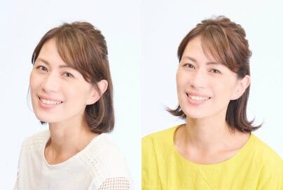 40代「暑い日のすっきりヘア」2つ。カジュアルでも上品でもすてきに見える