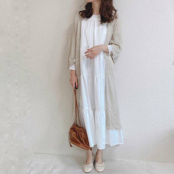 ティアードワンピースに合わせたコーデ