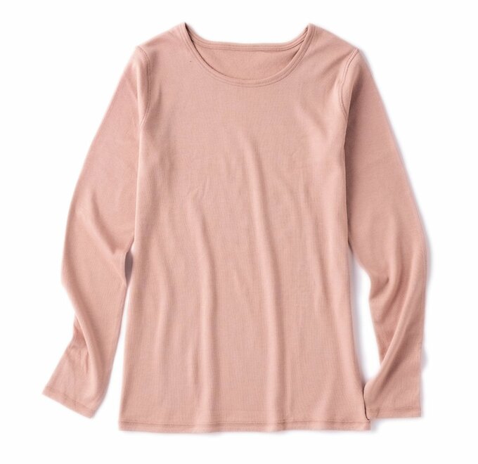 ベルメゾン Hotcott 綿100%あったかインナー クルーネック 長袖レディース(敏感肌さん) ソフトモカ