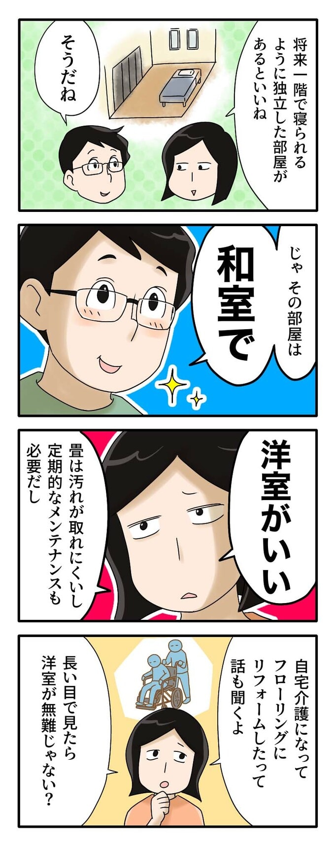 和室のことで意見が別れた夫婦を描くマンガ