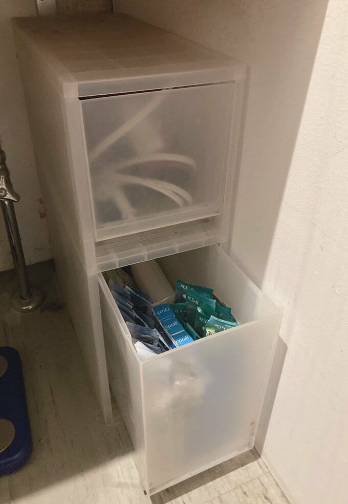 無印良品のストッカーに口腔ケアグッズを収納