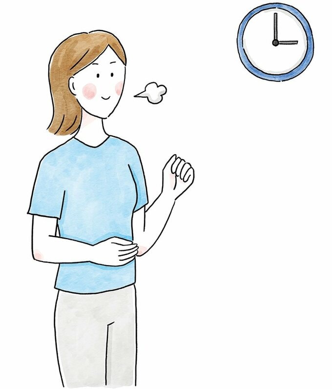 イラスト時計と女性