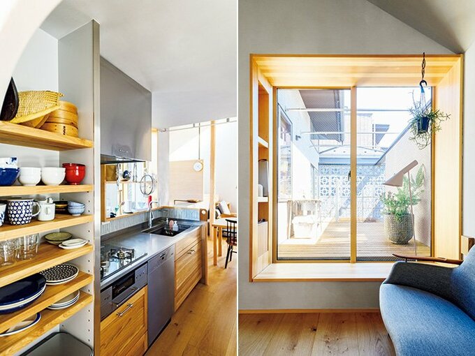 こもり感のあるキッチンとバルコニーへの出入り口