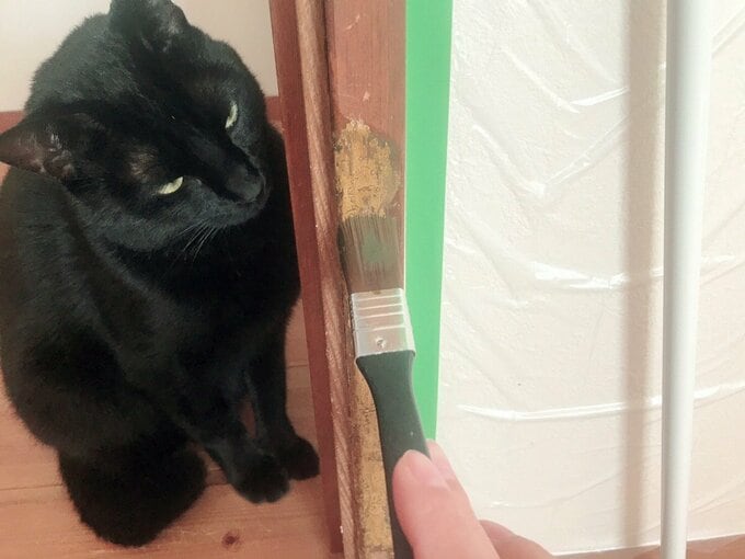 木製のドア枠を塗装