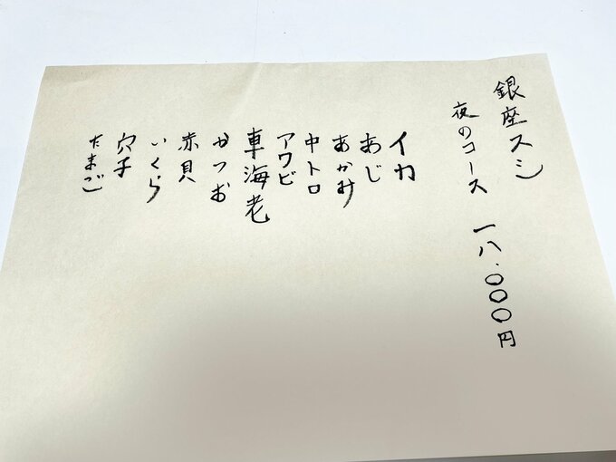 おすしのお品書き