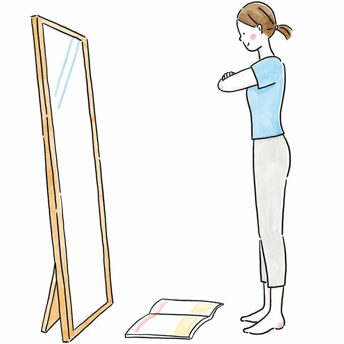 イラスト鏡前女性