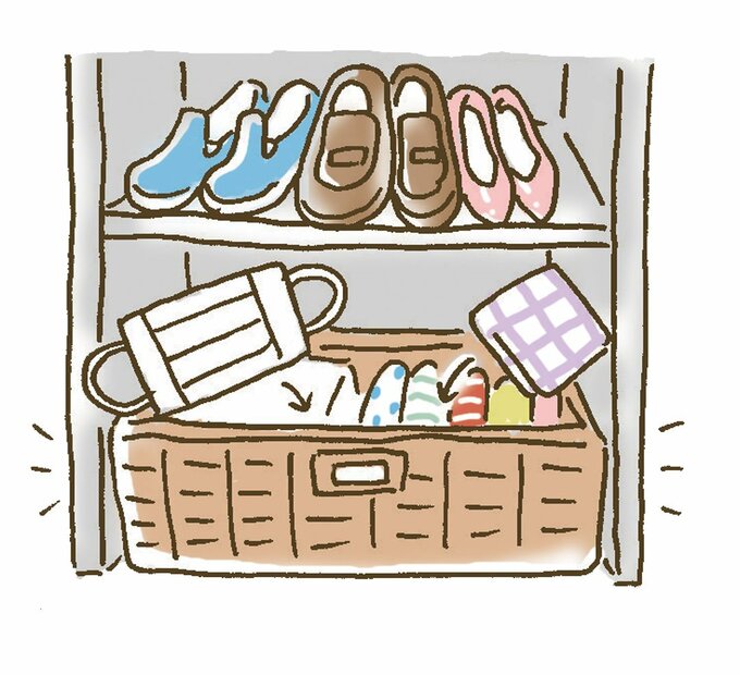 下駄箱にマスク