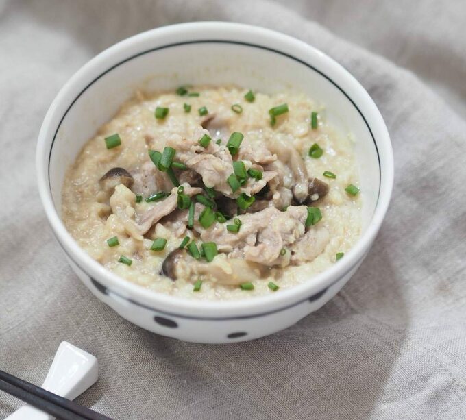 豚肉とキノコの和風オートミール