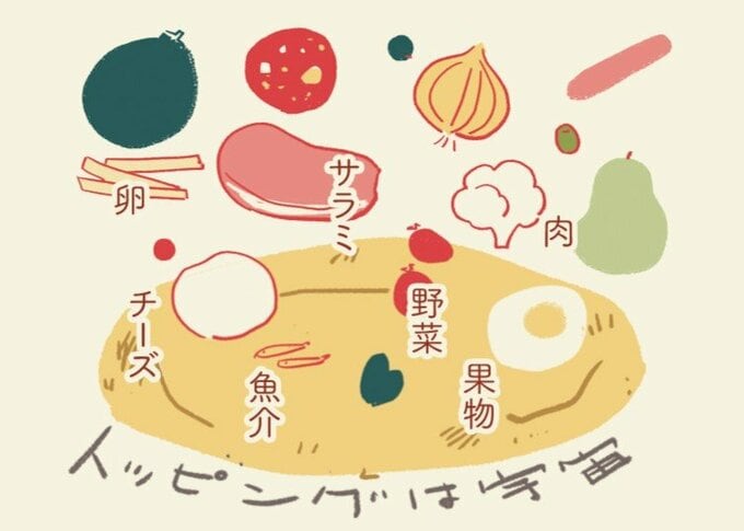 ピザのトッピングのイラスト