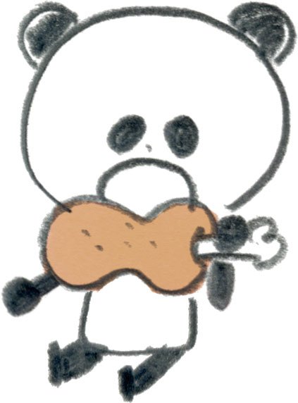 イラストパンダお肉食べる