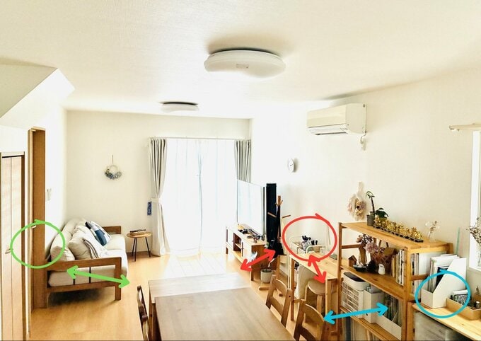 リビングのものの収納場所