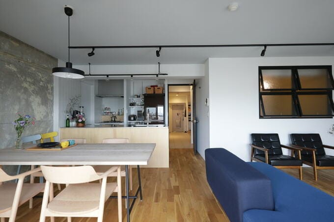 家具でゾーニングしたLDK