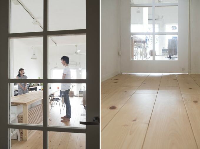 塗装して活用した建具