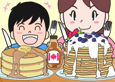 たっぷりパンケーキに歓喜…なにかが違う？5つ見つけたらエラい間違い探し