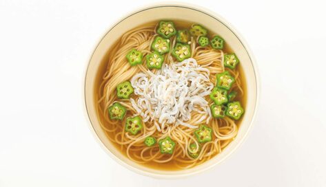 シラスとオクラのとろみにゅうめん。時間がない日のスピードランチに