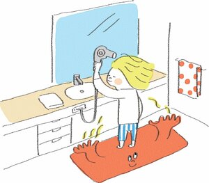 ドライヤーを使うときはバスタオルで髪の毛をキャッチ