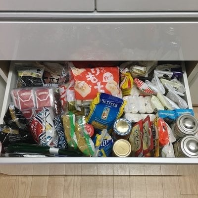 引き出しに食料品