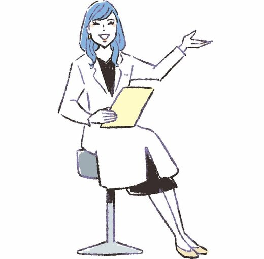 笑顔で解説する女性医師イラスト