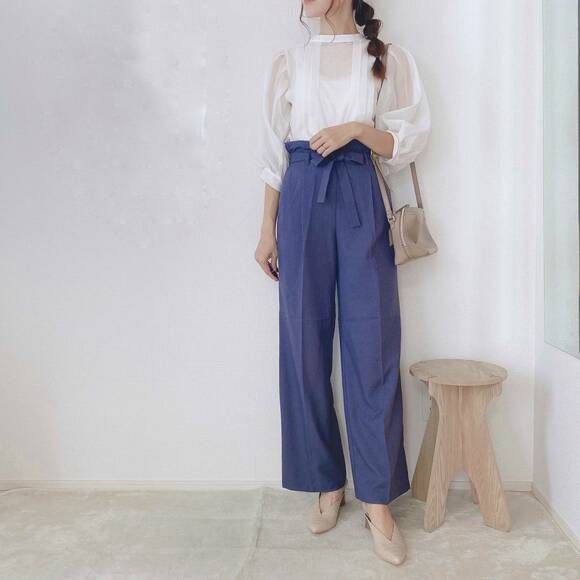 シア―ブラウスと合わせたコーデ