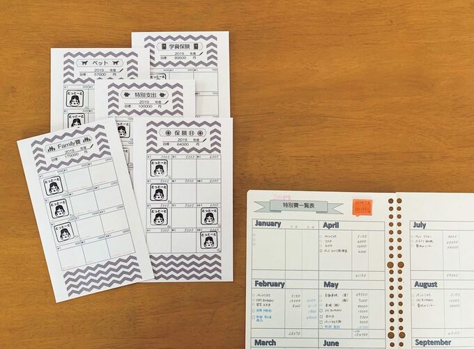 予算ごとに月謝袋を用意する様子