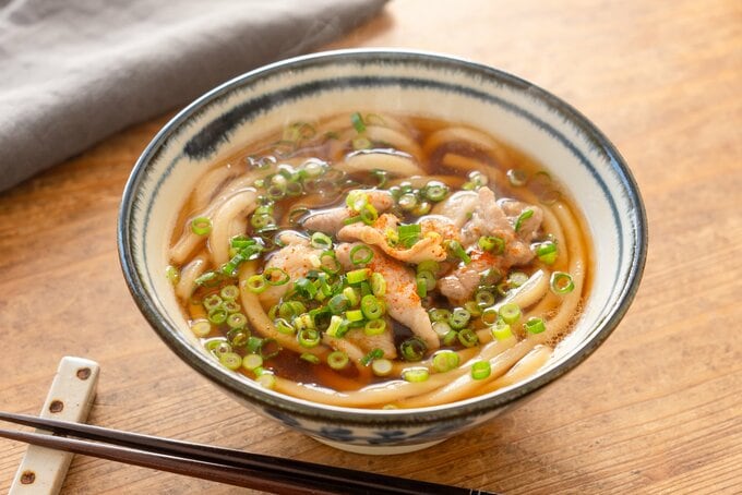 豚ネギうどん完成